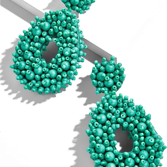 Green Beaded Earrings - Picture 2 of 8